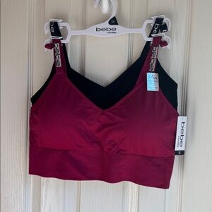 NWT BEBE INTIMATES 2  BRA COMFORT BRA SET-ONE BURGUNDY-ONE BLACK -SIZE 2X